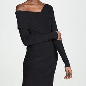 ✅ NWT Line & Dot Women's Black One Shoulder Long Sleeve Bodycon Dress SIZE LARGE